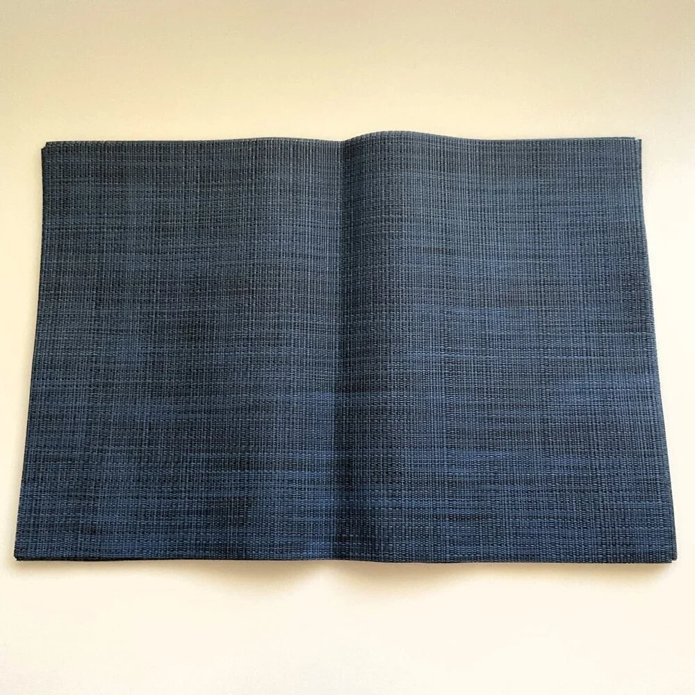 NAVY PLACEMATS WASHABLE VINYL HEAT RESISTANT TABLE MATS 17X12 INCH SET OF 8